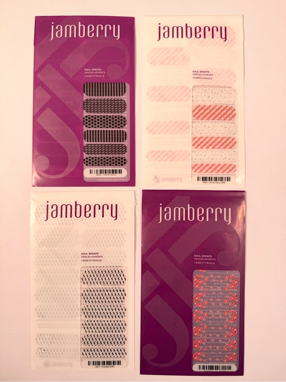 Jamberry Nail Wraps Lot of 4 Retired Clear & Floral Full Sheets Rare Unicorns